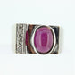 14k Star Ruby diamond ring. 14k White Gold Mens Star Ruby Cabochon signet ring. st(221/37)