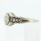 Antique Art Deco Diamond Solitaire Ring. 18k White Gold square set diamond  illusion set. st(105)