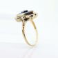 Antique 10k Blue Spinel Glass and diamond ring. Victorian mourning ring. Marquise Blue Spinel glass and diamond ring. st(88/33)