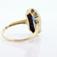 Antique 10k Blue Spinel Glass and diamond ring. Victorian mourning ring. Marquise Blue Spinel glass and diamond ring. st(88/33)