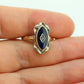 Antique 10k Blue Spinel Glass and diamond ring. Victorian mourning ring. Marquise Blue Spinel glass and diamond ring. st(88/33)