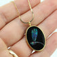 Opal Mosaic Onyx Pendant. 14k Yellow Gold Medallion. Dragonfly Dragon fly cluster opal inlay onyx charm necklace. (st117/87)