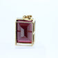 GARNET 14k Gold Pendant. Emerald Rectangle Garnet solitaire Pendant. (st53)