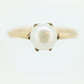 Victorian Pearl Claw Set ring. 10k Yellow Gold victorian solitaire ring. st(36)