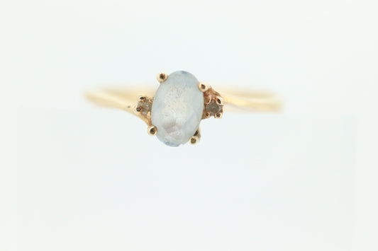 10k Aquamarine ring. Dainty Aquamarine solitaire ring. Aquamarine gem. Light Aquamarine 10k yellow gold st(40)