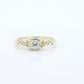 14k Art Deco Diamond ring. 14k White Yellow Gold Square cathedral Ring. intricate design ring. st(119)