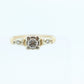 14k Art Deco Diamond ring. 14k White Yellow Gold Square cathedral Ring. intricate design ring. st(119)
