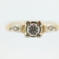14k Art Deco Diamond ring. 14k White Yellow Gold Square cathedral Ring. intricate design ring. st(119)