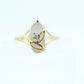 10k Quartz Glass Diamond Oval ring. Art Deco Filigree Frosted Rock Crystal Ring with a diamond. st(80)
