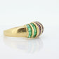 18k Emerald Ruby SAPPHIRE Bombe Dome band. 18k Yellow Gold Princess Channel set round Bombe Dome ring. st(196)