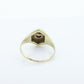 14k Red Tourmaline Antique Ring. Bezel set Round Cabochon Tourmaline solitaire engraved ring. st(104)