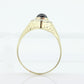 14k Red Tourmaline Antique Ring. Bezel set Round Cabochon Tourmaline solitaire engraved ring. st(104)