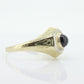 14k Red Tourmaline Antique Ring. Bezel set Round Cabochon Tourmaline solitaire engraved ring. st(104)