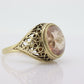 Antique 14k Gold Art Deco Morganite ring. Natural Morganite bezel set filigree ring. st(105)