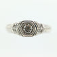 Art Deco Diamond ring. 14k white gold with engravings. Made by Royal Jewelry RJM