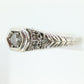 Art Deco Diamond ring. 14k white gold with engravings. Made by Royal Jewelry RJM