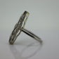 10k Filigree three diamond shield ring. 10k Art Deco trio triple diamond shield ring. st(138)