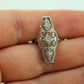 10k Filigree three diamond shield ring. 10k Art Deco trio triple diamond shield ring. st(138)