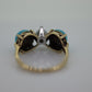10k Large Turquoise Cabochon and 1/2ct Diamond Ring. 14k Trio Triology Three Gems Ring (101)