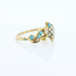 Victorian 10k Turquoise Cabochon and Pearl Seed Ring. 10k Victorian ornate Vine embossed bezel ring. st(115)