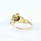 Victorian 10k Turquoise Cabochon and Pearl Seed Ring. 10k Victorian ornate Vine embossed bezel ring. st(115)