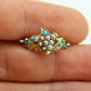 Victorian 10k Turquoise Cabochon and Pearl Seed Ring. 10k Victorian ornate Vine embossed bezel ring. st(115)