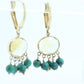 14k Turquoise Citrine dangle earrings Set. Turquoise Citrine Bezel Earrings. Yellow Gold Turquoise Earrings ST(110)