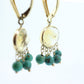 14k Turquoise Citrine dangle earrings Set. Turquoise Citrine Bezel Earrings. Yellow Gold Turquoise Earrings ST(110)