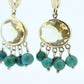 14k Turquoise Citrine dangle earrings Set. Turquoise Citrine Bezel Earrings. Yellow Gold Turquoise Earrings ST(110)