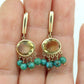 14k Turquoise Citrine dangle earrings Set. Turquoise Citrine Bezel Earrings. Yellow Gold Turquoise Earrings ST(110)