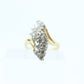 14k Yellow Gold Ring. Round Diamond Cluster Ring. Waterfall diamond. 0.96ctw diamonds st546