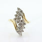 14k Yellow Gold Ring. Round Diamond Cluster Ring. Waterfall diamond. 0.96ctw diamonds st546