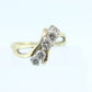 14K Bypass Diamond Ring. Total 0.48ctw Diamond Wave.  Stacked. Toi et moi band. Yellow Gold ring. Sz7.25 st(166/75)