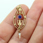 Art Nouveau Sapphire and Pearl seed Buttercup 10k gold Lavaliere