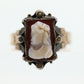 Victorian Cameo carved shell 10k signet ring. Antique 10k Rose gold Signet ring (st57)