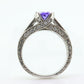 14k Purple Gem ring. 14k Engraved and CZ setting solitaire ring. st260