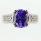 14k Purple Gem ring. 14k Engraved and CZ setting solitaire ring. st260