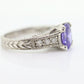 14k Purple Gem ring. 14k Engraved and CZ setting solitaire ring. st260