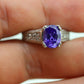 14k Purple Gem ring. 14k Engraved and CZ setting solitaire ring. st260