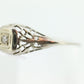 18k Art Deco Diamond ring. 18k White Gold Filigree Ring.st150