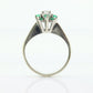 14k Emerald and Diamond Halo White gold ring. Emerald and Diamond Cluster ring. Pinkie sz 2.5 st88