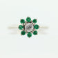 14k Emerald and Diamond Halo White gold ring. Emerald and Diamond Cluster ring. Pinkie sz 2.5 st88