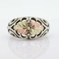 Black Hills Gold Sterling Silver dome Ring. Large 10k Gold Inlay made by Black Hills Gold Band