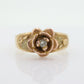 Black Hills Gold Ring. Antique Diamond Ring. 10k Rose Pedals diamond set Gold. Black Hills Gold Design with a Diamond. st(83)