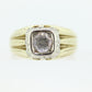 14k Mens Diamond Solitaire ring. 1/2ct Diamond bezel set into multi-tone 14k Gold. Antique MENS GENTS Gentleman ring. STOCK 28-7/50