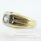 14k Mens Diamond Solitaire ring. 1/2ct Diamond bezel set into multi-tone 14k Gold. Antique MENS GENTS Gentleman ring. STOCK 28-7/50
