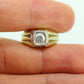 14k Mens Diamond Solitaire ring. 1/2ct Diamond bezel set into multi-tone 14k Gold. Antique MENS GENTS Gentleman ring. STOCK 28-7/50