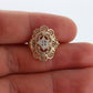10k Filigree diamond ornate shield ring. 10k Art Deco diamond ring. sz5.75 st(86/25)
