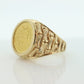 14k Gold BAMBOO ring with a 1985 Panda 1/20 999 Fine 24k Gold Coin Bamboo bezel set. st(414/11)