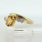10k Citrine solitaire with Diamonds Ring. Citrine bypass statement ring. (st80/50)